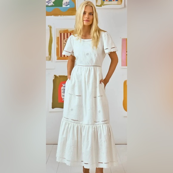 HUNTER BELL Dresses & Skirts - HUNTER BELL- Marley Dress, Elegant White Eyelet Maxi Dress